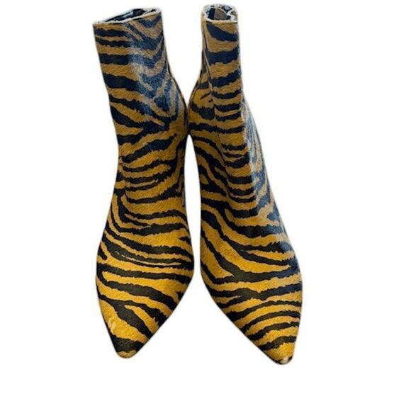 Charles David Micro Bootie Tiger Print w Leopard Heel Leather Calf Hair Size 8.5 - Picture 4 of 12